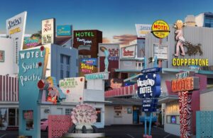 MiMo District neon signs on Biscayne Boulevard, Miami