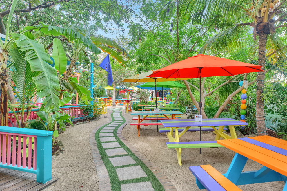 Florida Keys Brewing Company in Islamorada with outdoor seating and palm trees